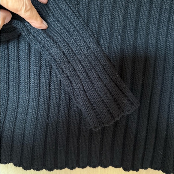 Peruvian Connection Rowe Ribbed Pullover Black Pima Cotton Sweater XS - Picture 3 of 8